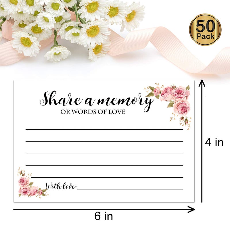 Giftideaworkshop 50 Floral Share A Memory Cards for Celebration of Life Birthday Anniversary Memorial Funeral Graduation Bridal Shower Game, Guest Book Ideas, and Alternatives.4x6 Inches - Image 2